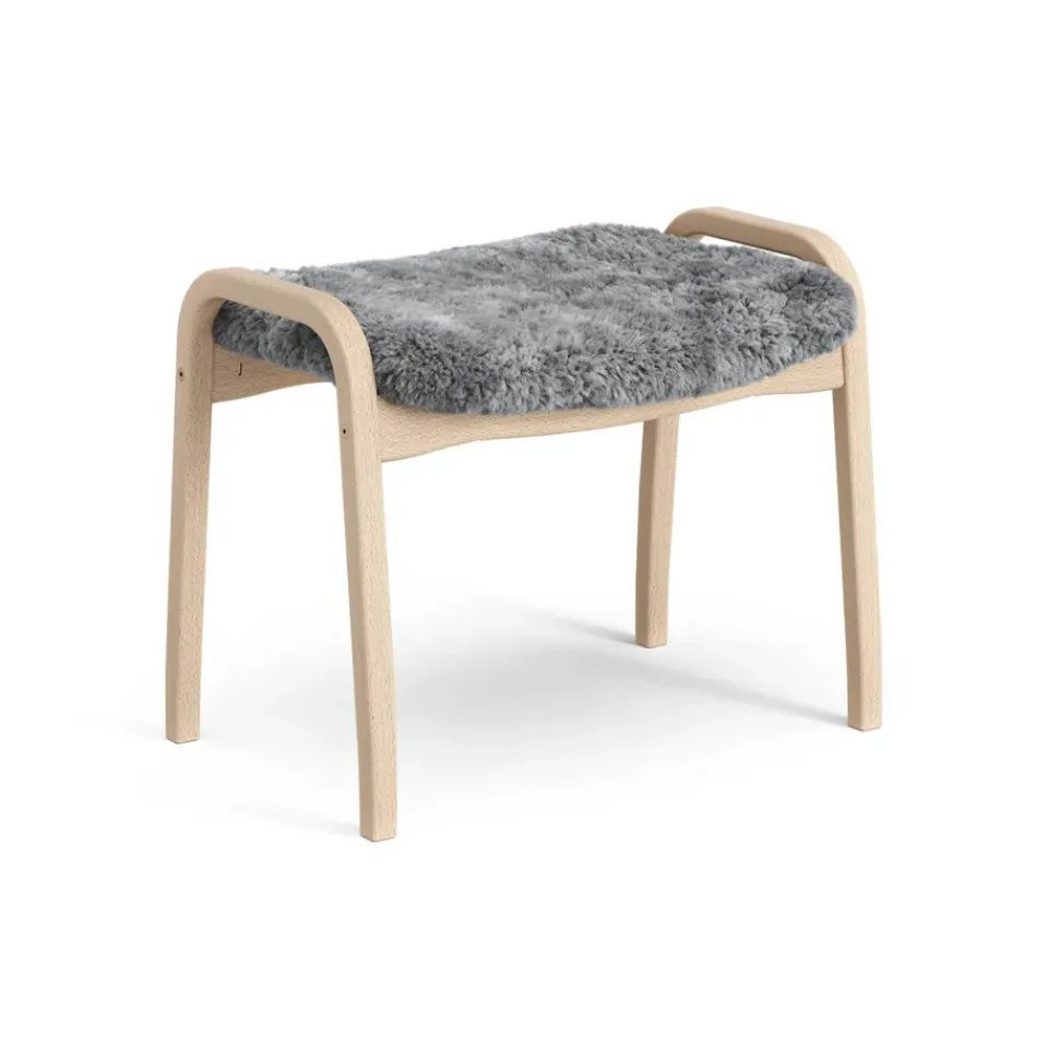 Swedese Children's Armchairs|Armchairs & Footstools*Lamini children's foot stool laquered beech/sheep skin, Scandinavian Grey (grey) BeigeGrey
