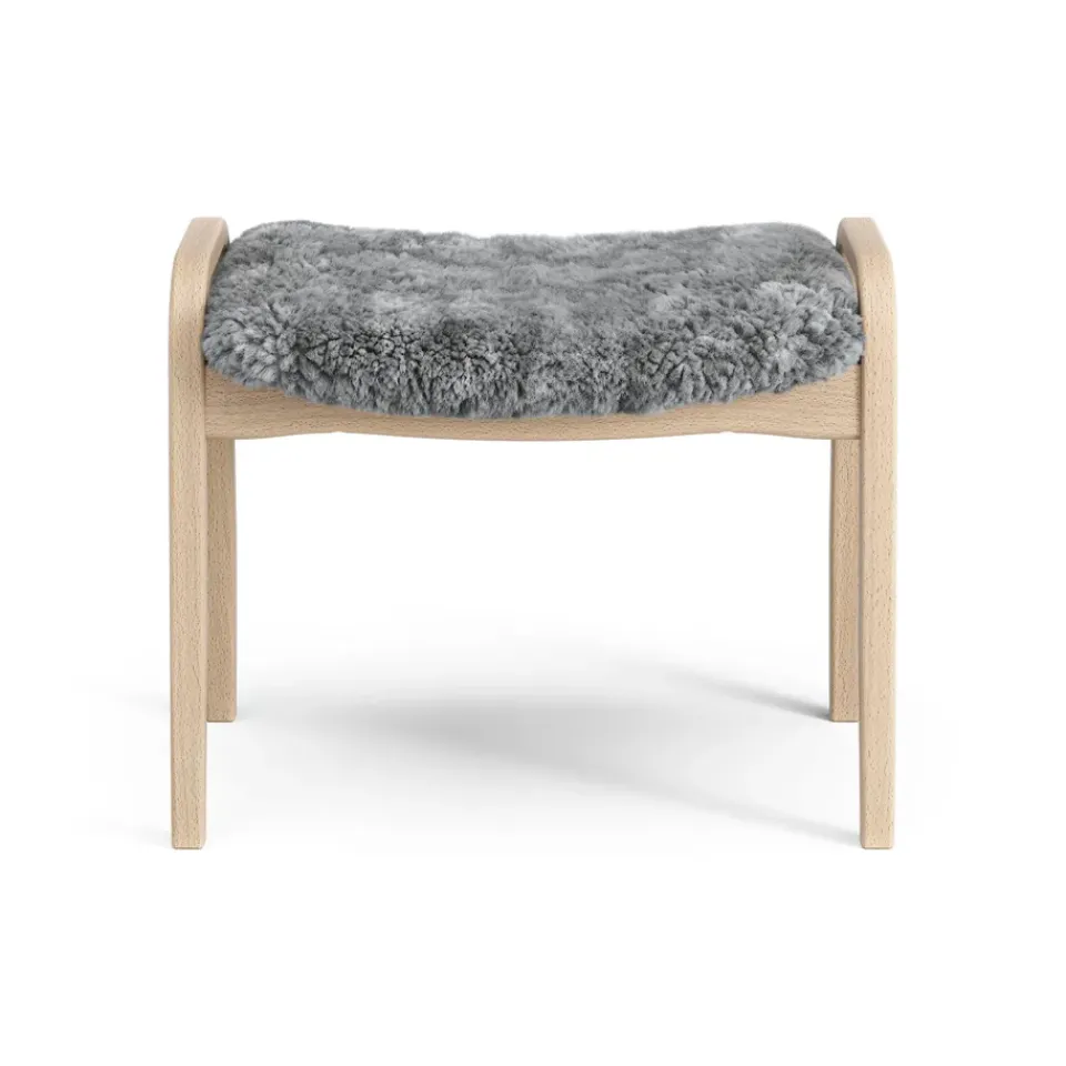 Swedese Children's Armchairs|Armchairs & Footstools*Lamini children's foot stool laquered beech/sheep skin, Scandinavian Grey (grey) BeigeGrey