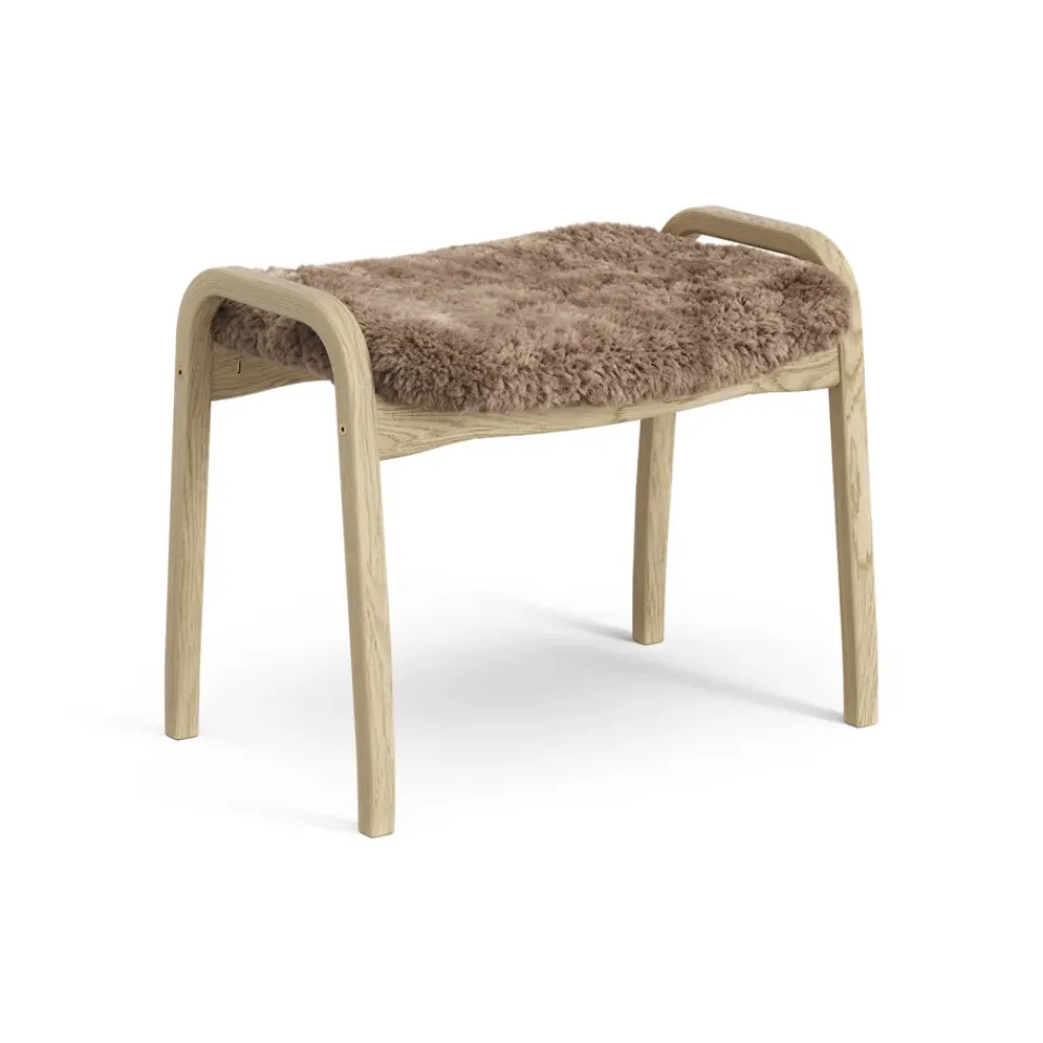 Swedese Children's Armchairs|Armchairs & Footstools*Lamini children's foot stool laquered oak/sheep skin, Sahara (nougat brown) Beige
