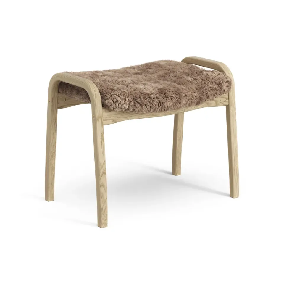 Swedese Children's Armchairs|Armchairs & Footstools*Lamini children's foot stool laquered oak/sheep skin, Sahara (nougat brown) Beige