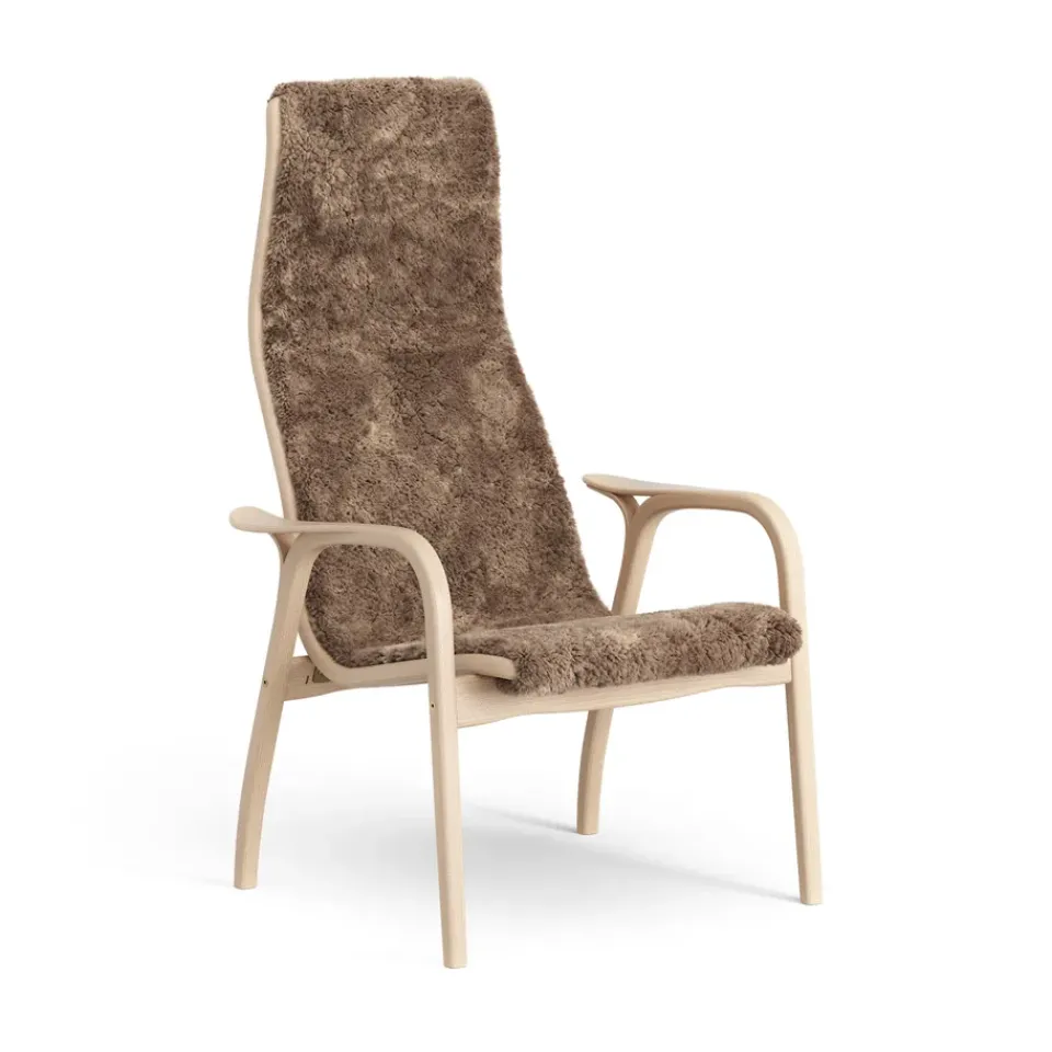 Swedese Armchairs & Footstools*Lamino arm chair laquered beech/sheep skin, Sahara (nougat brown) Beige