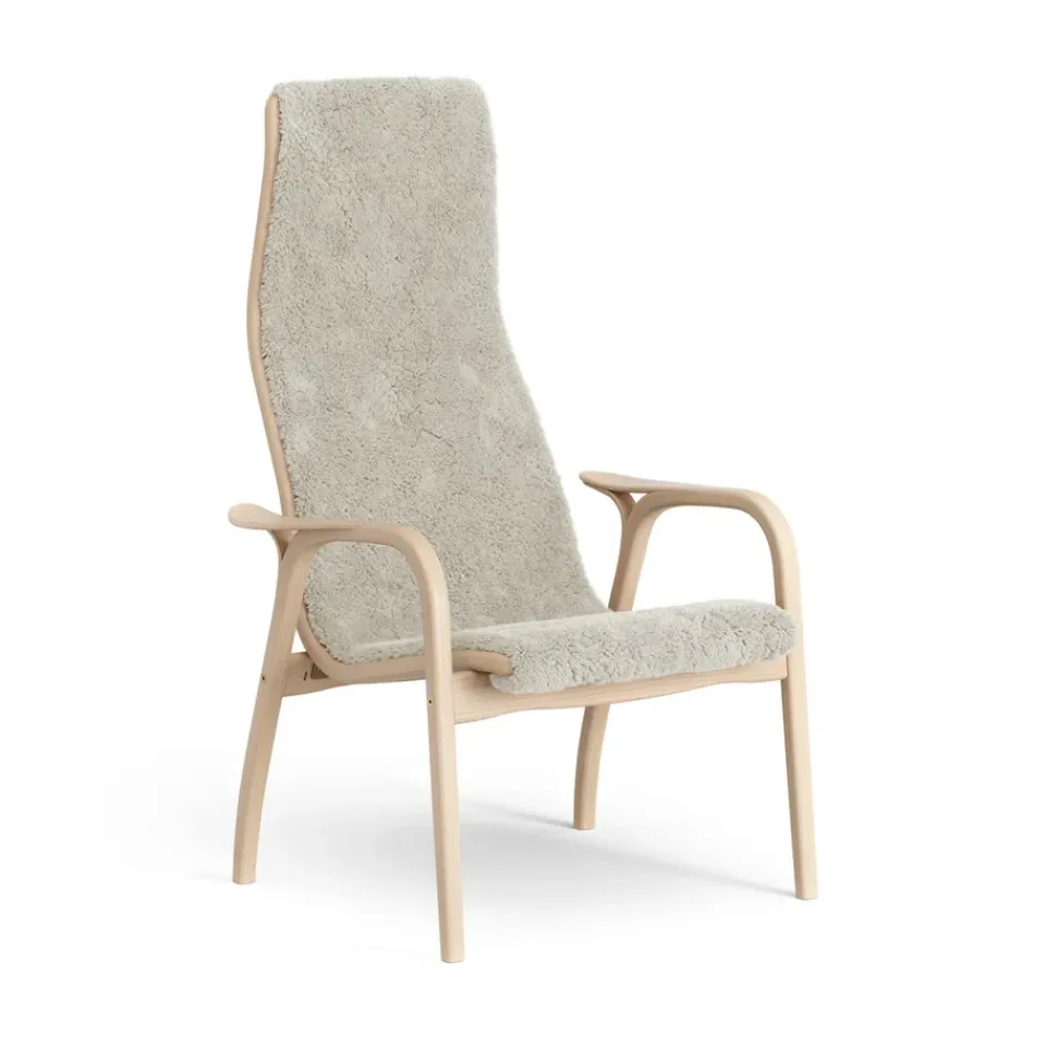 Swedese Armchairs & Footstools*Lamino arm chair laquered beech/sheep skin, Moonlight Beige