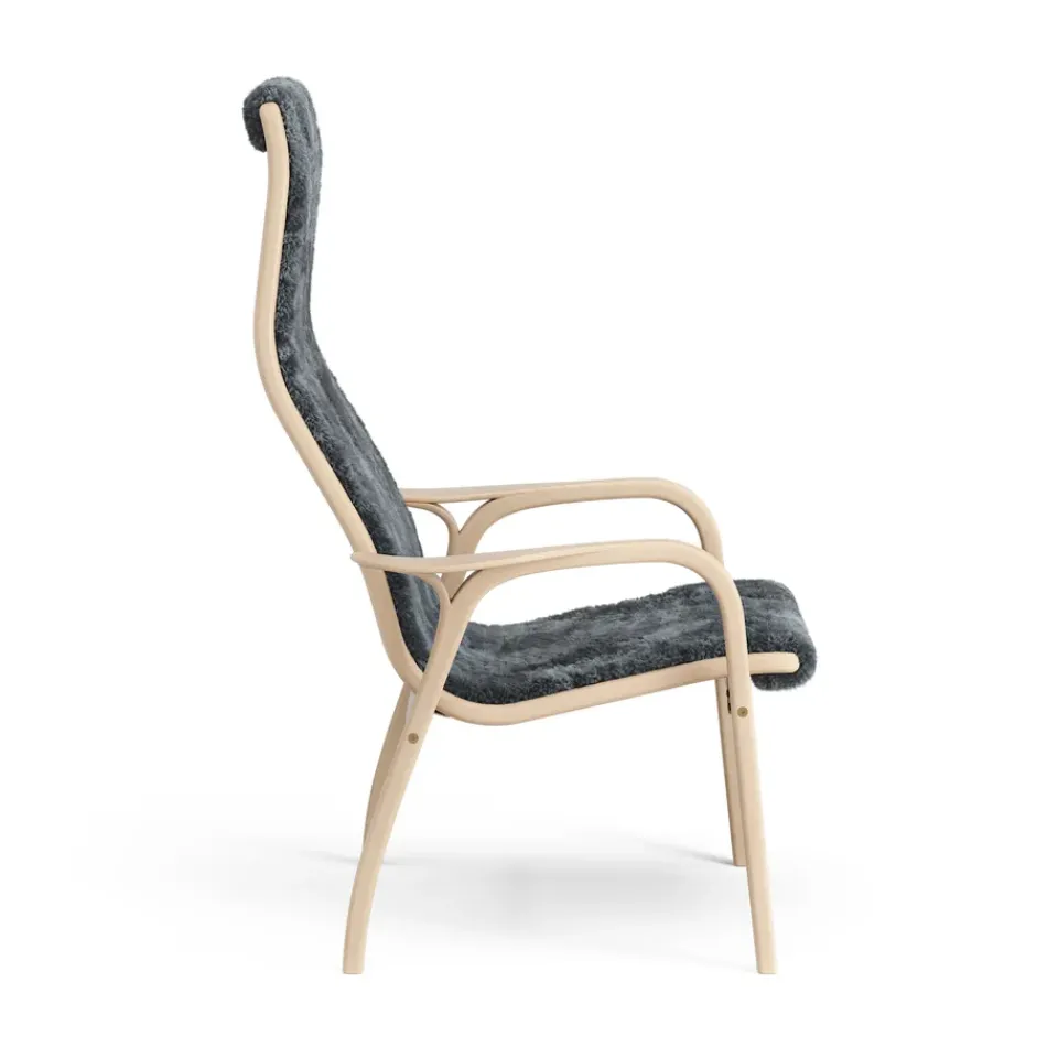 Swedese Armchairs & Footstools*Lamino arm chair laquered beech/sheep skin, Charcoal (dark grey) BeigeGrey