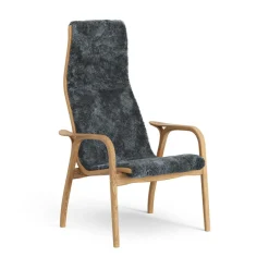 Swedese Armchairs & Footstools*Lamino arm chair oiled oak/sheep skin, Charcoal (dark ) Grey