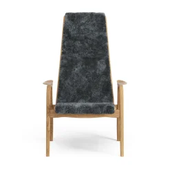 Swedese Armchairs & Footstools*Lamino arm chair oiled oak/sheep skin, Charcoal (dark ) Grey
