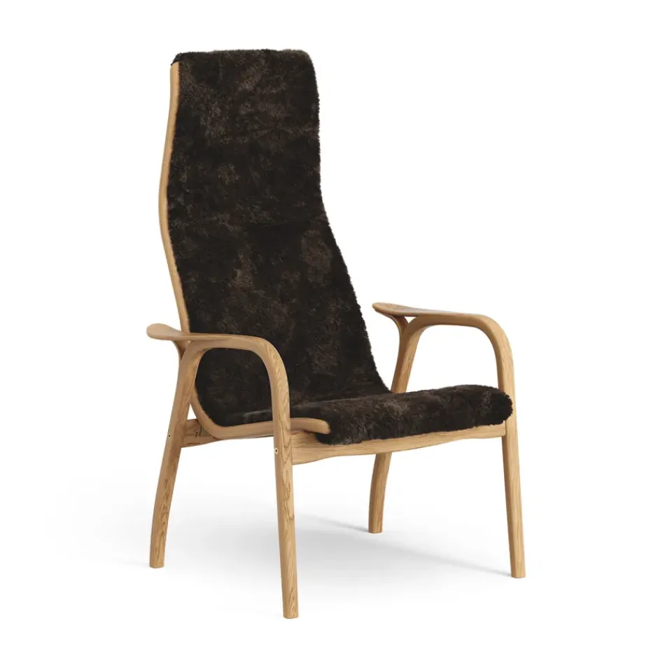 Swedese Armchairs & Footstools*Lamino arm chair oiled oak/sheep skin, Espresso Brown