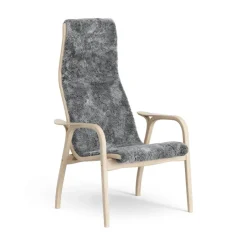 Swedese Armchairs & Footstools*Lamino arm chair white pigmented oak/sheep skin, Scandinavian Grey (grey) Beige