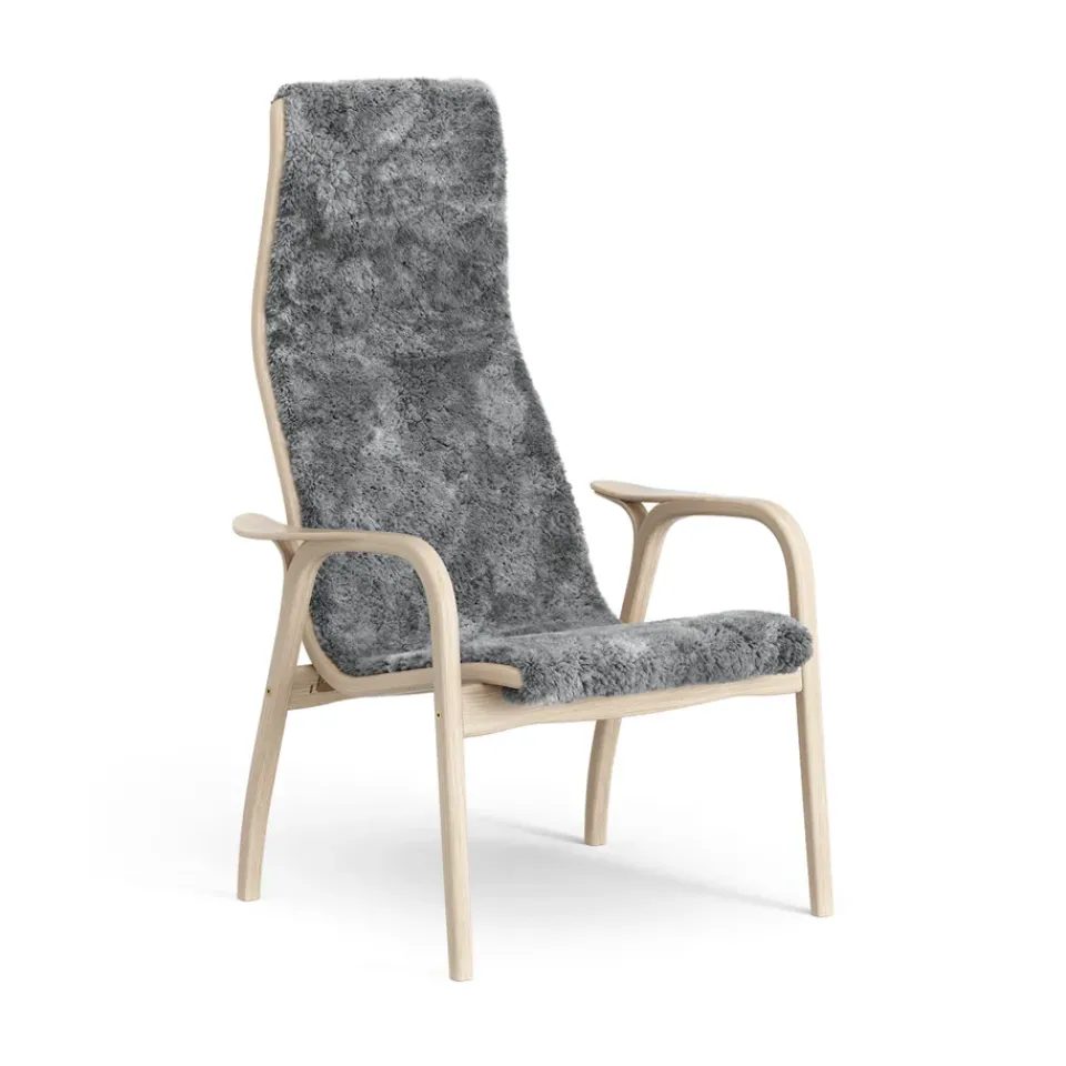 Swedese Armchairs & Footstools*Lamino arm chair white pigmented oak/sheep skin, Scandinavian Grey (grey) Beige