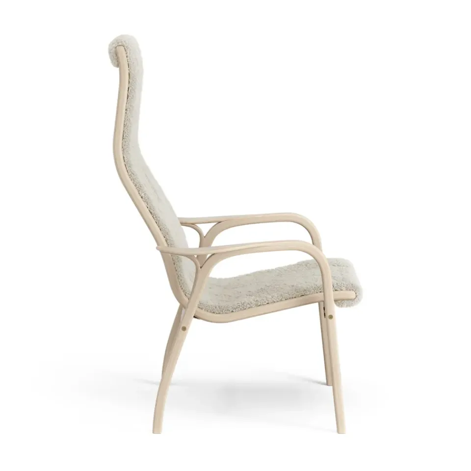 Swedese Armchairs & Footstools*Lamino arm chair white pigmented oak/sheep skin, Moonlight Beige