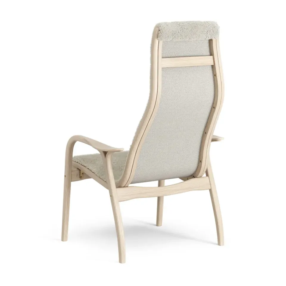Swedese Armchairs & Footstools*Lamino arm chair white pigmented oak/sheep skin, Moonlight Beige