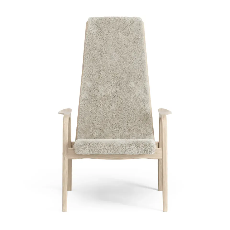 Swedese Armchairs & Footstools*Lamino arm chair white pigmented oak/sheep skin, Moonlight Beige