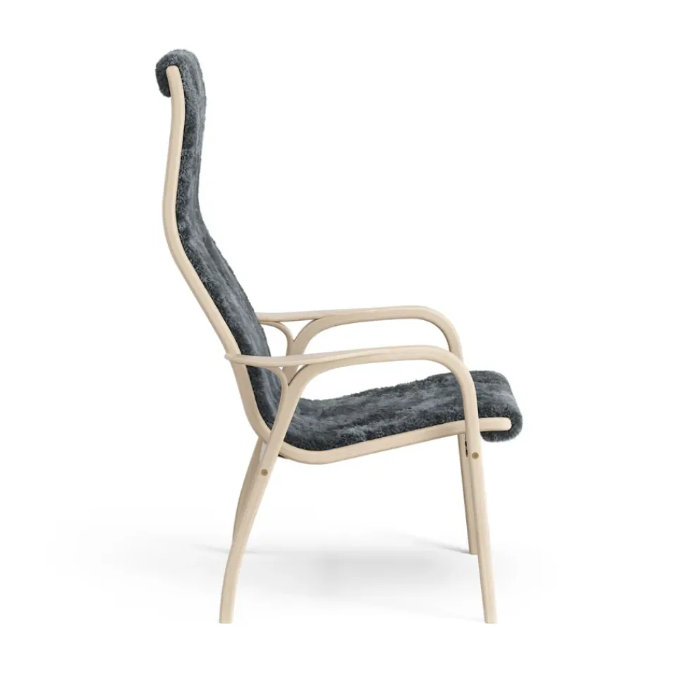 Swedese Armchairs & Footstools*Lamino arm chair white pigmented oak/sheep skin, Charcoal (dark grey) Beige