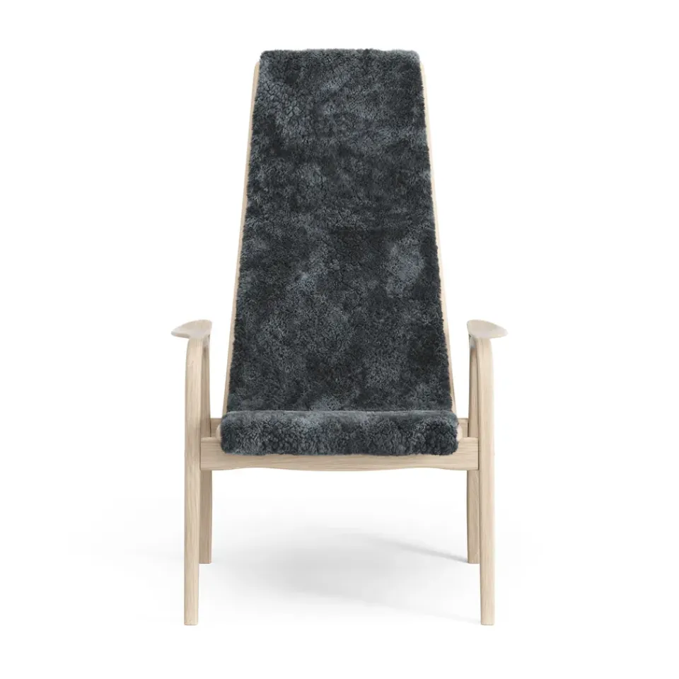 Swedese Armchairs & Footstools*Lamino arm chair white pigmented oak/sheep skin, Charcoal (dark grey) Beige