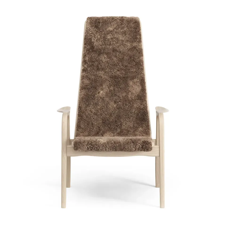 Swedese Armchairs & Footstools*Lamino arm chair white pigmented oak/sheep skin, Sahara (nougat brown) Beige
