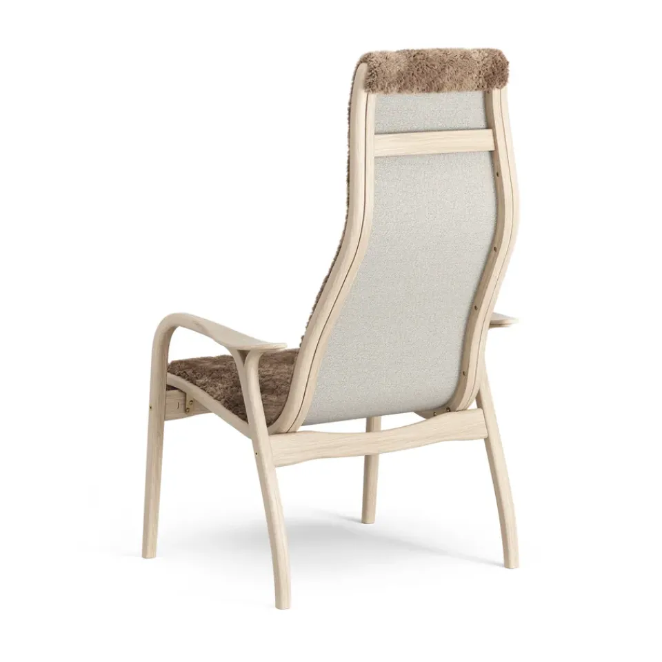 Swedese Armchairs & Footstools*Lamino arm chair white pigmented oak/sheep skin, Sahara (nougat brown) Beige