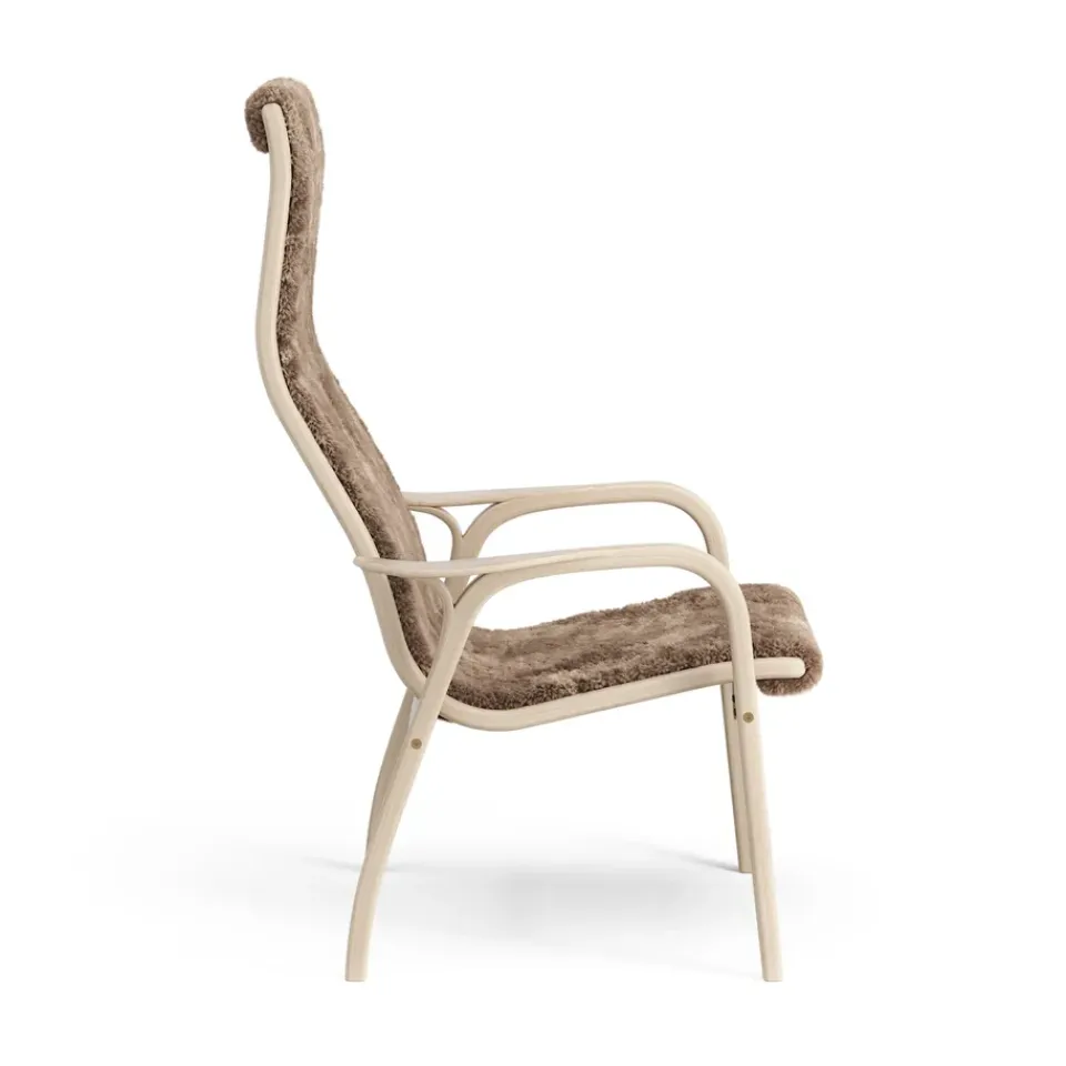 Swedese Armchairs & Footstools*Lamino arm chair white pigmented oak/sheep skin, Sahara (nougat brown) Beige