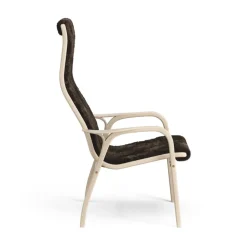 Swedese Armchairs & Footstools*Lamino arm chair white pigmented oak/sheep skin, Espresso (brown) Beige