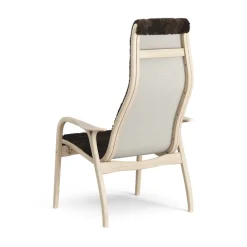 Swedese Armchairs & Footstools*Lamino arm chair white pigmented oak/sheep skin, Espresso (brown) Beige
