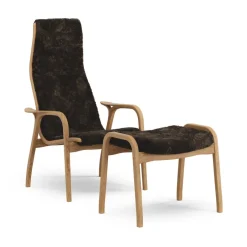 Swedese Armchairs & Footstools*Lamino armchair and footstool oiled oak/sheepskin, Espresso Brown