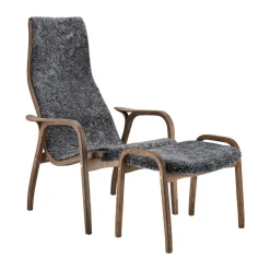 Swedese Armchairs & Footstools*Lamino armchair and footstool oak/sheepskin Special Edition, Rubio Monocoat Chocolate-Charcoal Grey
