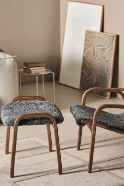 Swedese Armchairs & Footstools*Lamino armchair and footstool oak/sheepskin Special Edition, Rubio Monocoat Chocolate-Charcoal Grey