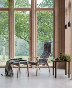 Swedese Armchairs & Footstools*Lamino armchair and footstool oiled oak/sheepskin, Scandinavian Grey