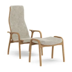 Swedese Armchairs & Footstools*Lamino armchair and footstool oiled oak/sheepskin, Moonlight Beige