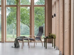 Swedese Armchairs & Footstools*Lamino armchair and footstool oiled oak/sheepskin, Moonlight Beige