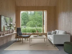 Swedese Armchairs & Footstools*Lamino armchair and footstool oiled oak/sheepskin, Sahara (nougat-) Brown