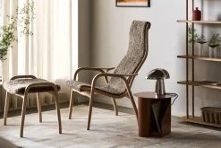 Swedese Armchairs & Footstools*Lamino armchair and footstool varnished beech/sheepskin, Sahara (nougat-) Brown