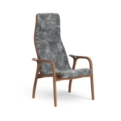 Swedese Armchairs & Footstools*Lamino armchair, Sheepskin scandinavian , lacquered walnut Grey