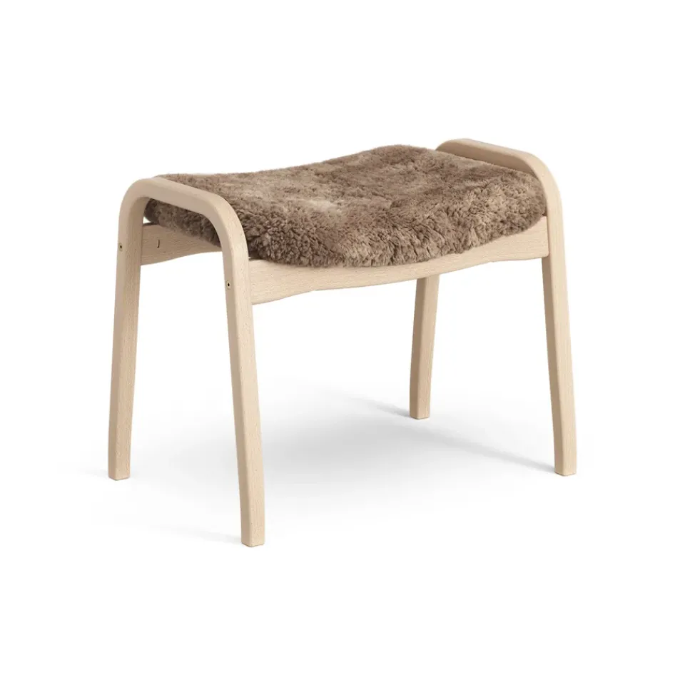 Swedese Armchairs & Footstools*Lamino foot stool laquered beech/sheep skin, Sahara (nougat brown) Beige