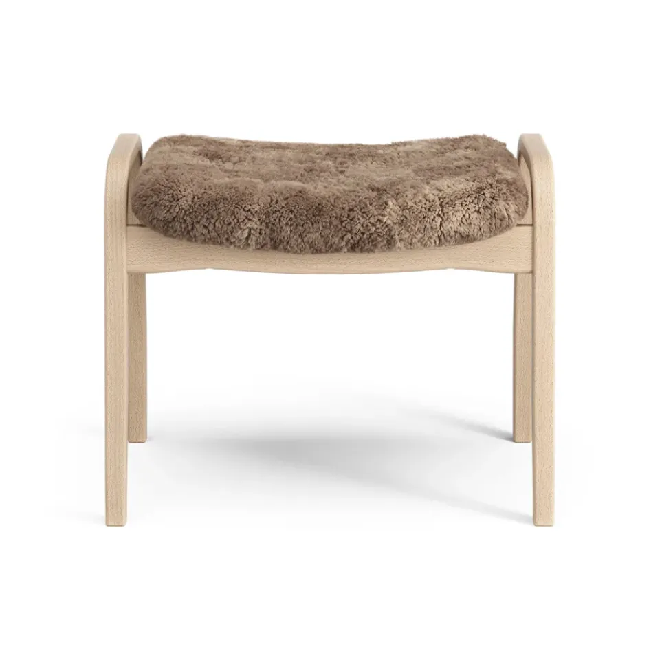 Swedese Armchairs & Footstools*Lamino foot stool laquered beech/sheep skin, Sahara (nougat brown) Beige