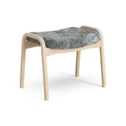 Swedese Armchairs & Footstools*Lamino foot stool laquered beech/sheep skin, Scandinavian Grey