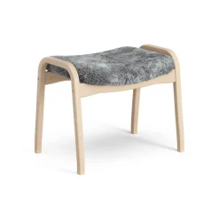 Swedese Armchairs & Footstools*Lamino foot stool laquered beech/sheep skin, Scandinavian Grey