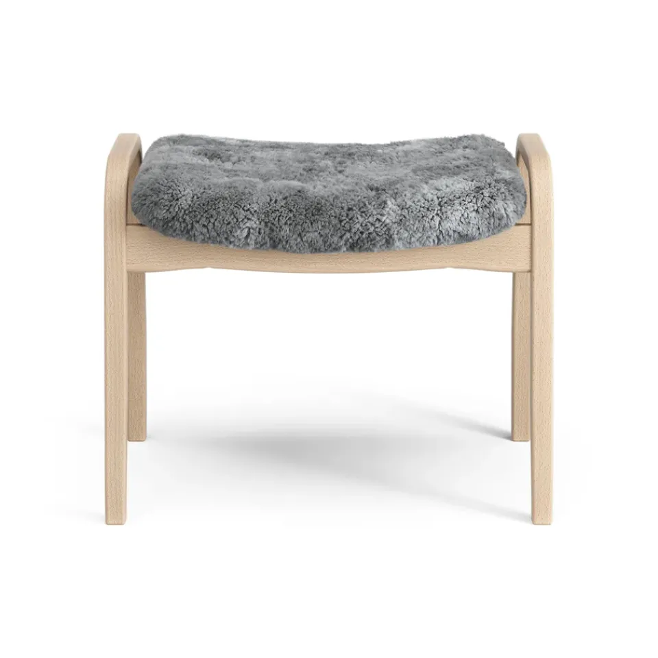 Swedese Armchairs & Footstools*Lamino foot stool laquered beech/sheep skin, Scandinavian Grey