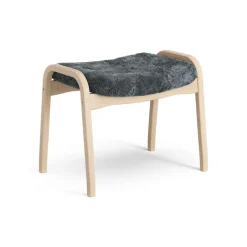 Swedese Armchairs & Footstools*Lamino foot stool laquered beech/sheep skin, Charcoal (dark grey) Beige
