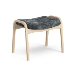 Swedese Armchairs & Footstools*Lamino foot stool laquered beech/sheep skin, Charcoal (dark grey) Beige