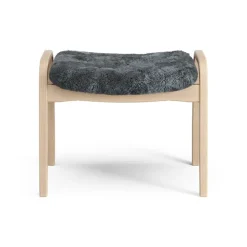 Swedese Armchairs & Footstools*Lamino foot stool laquered beech/sheep skin, Charcoal (dark grey) Beige