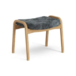 Swedese Armchairs & Footstools*Lamino foot stool oiled oak/sheep skin, Charcoal (dark ) Grey
