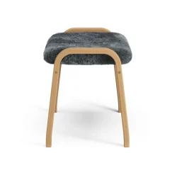 Swedese Armchairs & Footstools*Lamino foot stool oiled oak/sheep skin, Charcoal (dark ) Grey