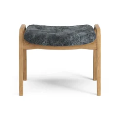Swedese Armchairs & Footstools*Lamino foot stool oiled oak/sheep skin, Charcoal (dark ) Grey