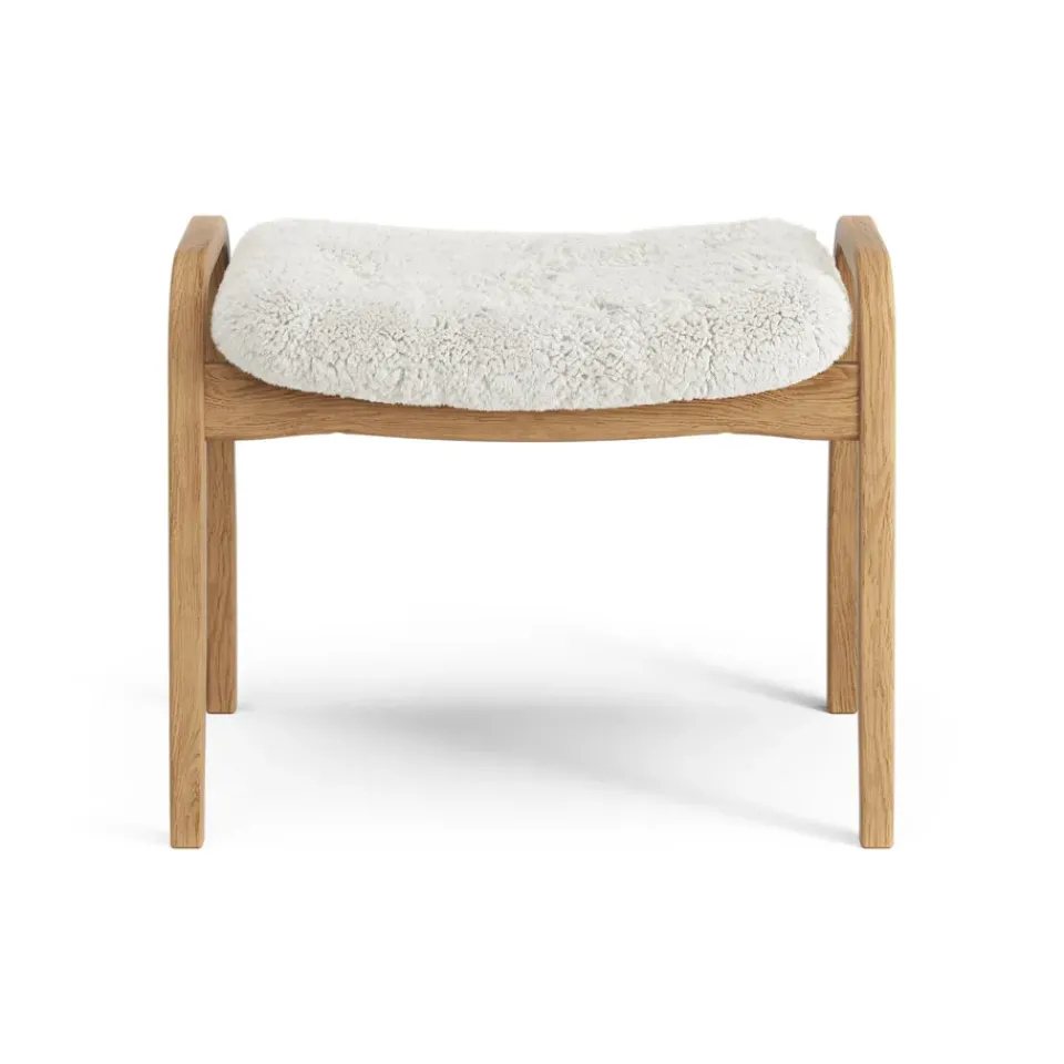 Swedese Armchairs & Footstools*Lamino foot stool oiled oak/sheep skin, Off white (white) Beige