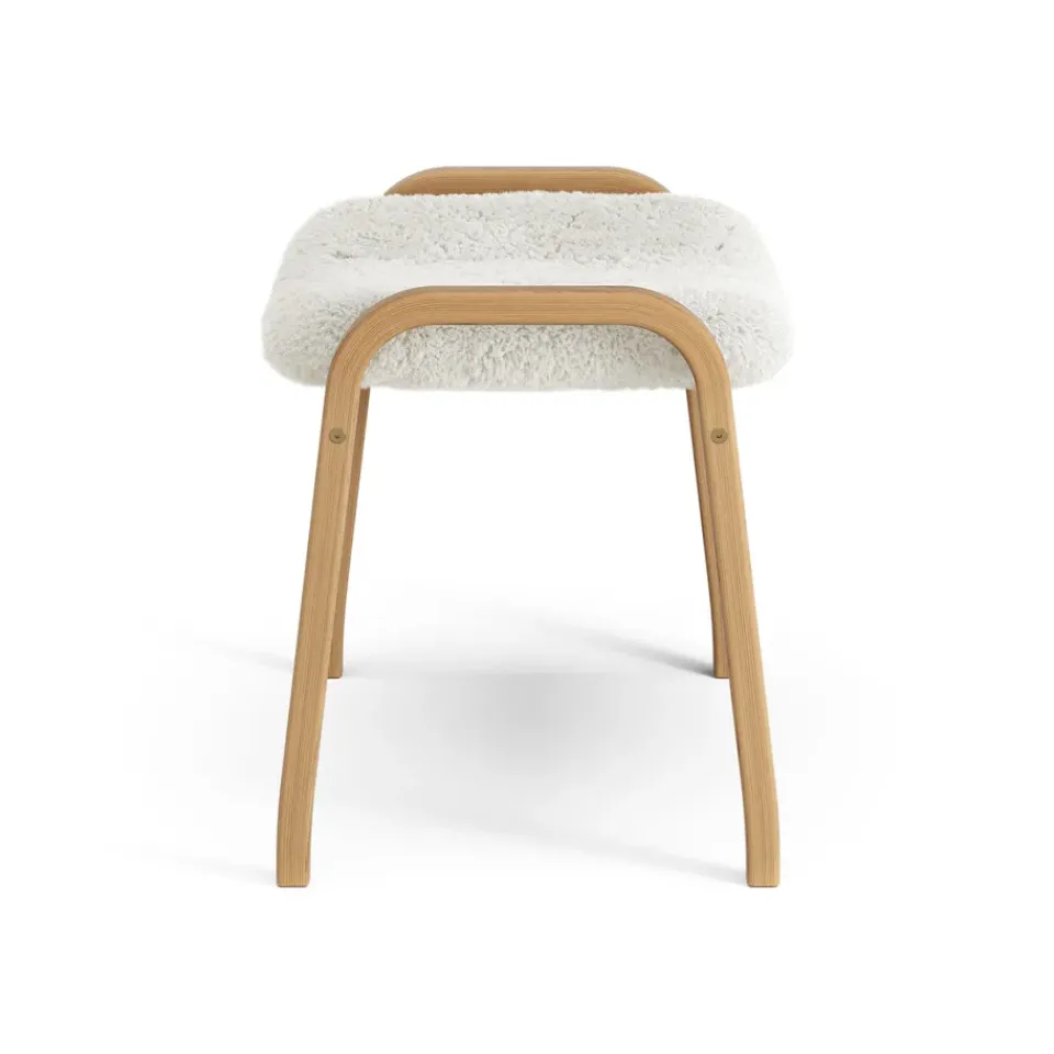 Swedese Armchairs & Footstools*Lamino foot stool oiled oak/sheep skin, Off white (white) Beige