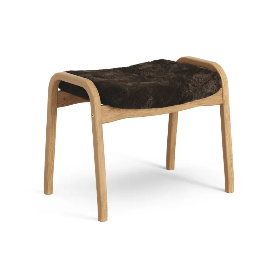 Swedese Armchairs & Footstools*Lamino foot stool oiled oak/sheep skin, Espresso (brown) Beige