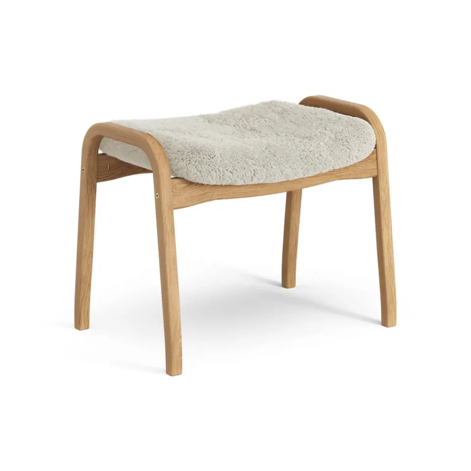 Swedese Armchairs & Footstools*Lamino foot stool oiled oak/sheep skin, Moonlight Beige