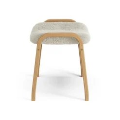 Swedese Armchairs & Footstools*Lamino foot stool oiled oak/sheep skin, Moonlight Beige