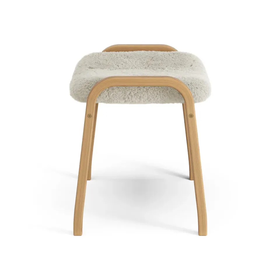 Swedese Armchairs & Footstools*Lamino foot stool oiled oak/sheep skin, Moonlight Beige