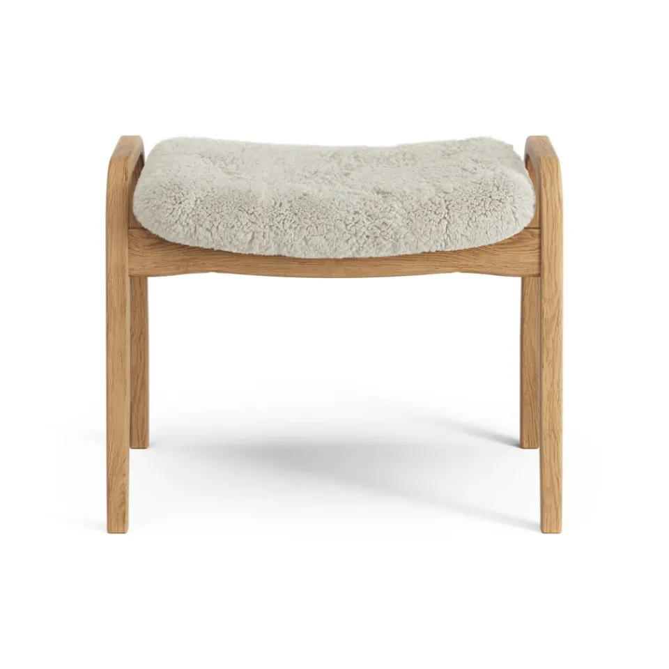 Swedese Armchairs & Footstools*Lamino foot stool oiled oak/sheep skin, Moonlight Beige
