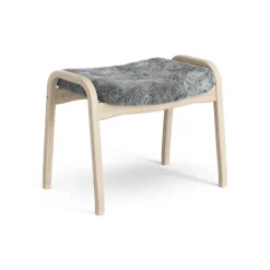 Swedese Armchairs & Footstools*Lamino foot stool white pigmented oak/sheep skin, Scandinavian Grey